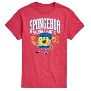 Men's - SpongeBob SquarePants - SpongeBob Slugger Pants Baseball Short Sleeve Graphic T-Shirt - 1 of 4