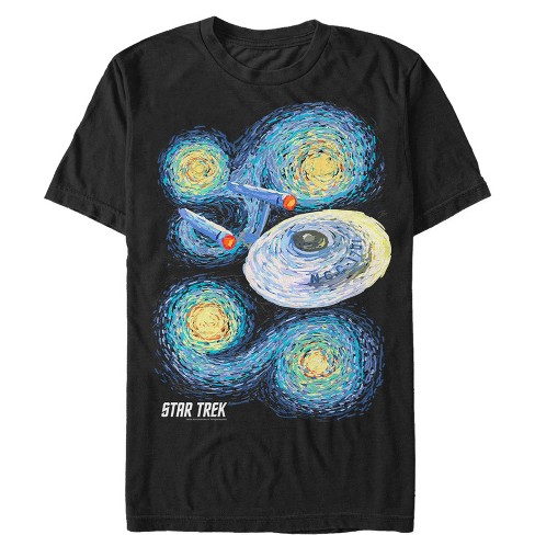 Men s Star Trek Starry Night Enterprise T Shirt Black X Large