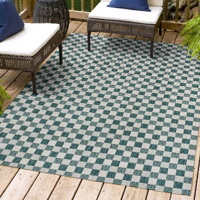 Aimee Traditional Cottage Checkerboard Indoor/Outdoor Area Rug - JONATHAN Y