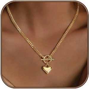 Trendy Heart Choker Necklace For Women/Girlfriend - Gold/Silver Plated Love Pendant, Hypoallergenic Valentine's Day Jewelry Gift - 1 of 4