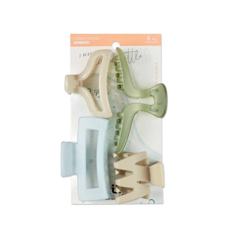 sc&#252;nci Consciously Minded Recycled Claw Clips - Matte Blue/Cream/Green/Taupe - All Hair - 4pcs, 1 of 8