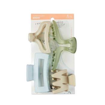 scünci Consciously Minded Recycled Claw Clips - Matte Blue/Cream/Green/Taupe - All Hair - 4pcs