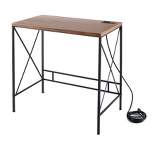 Lakeside Powered Office Desk - Rustic Farmhouse Wood Top Desk with Outlet & USB Port
