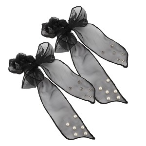Unique Bargains Women's Fashion Faux Pearl Bow Hair Hair Ties 2Pcs - 1 of 3