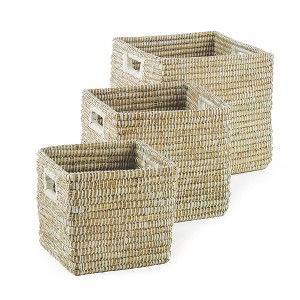 Plum & Post Rivergrass Square Baskets With Handles, Set Of 3 - 1 of 4