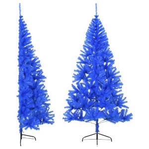 vidaXL 8 ft Artificial Half Christmas Tree with Stand – Space-Saving, Bushy, and Economical Holiday Décor - 1 of 4