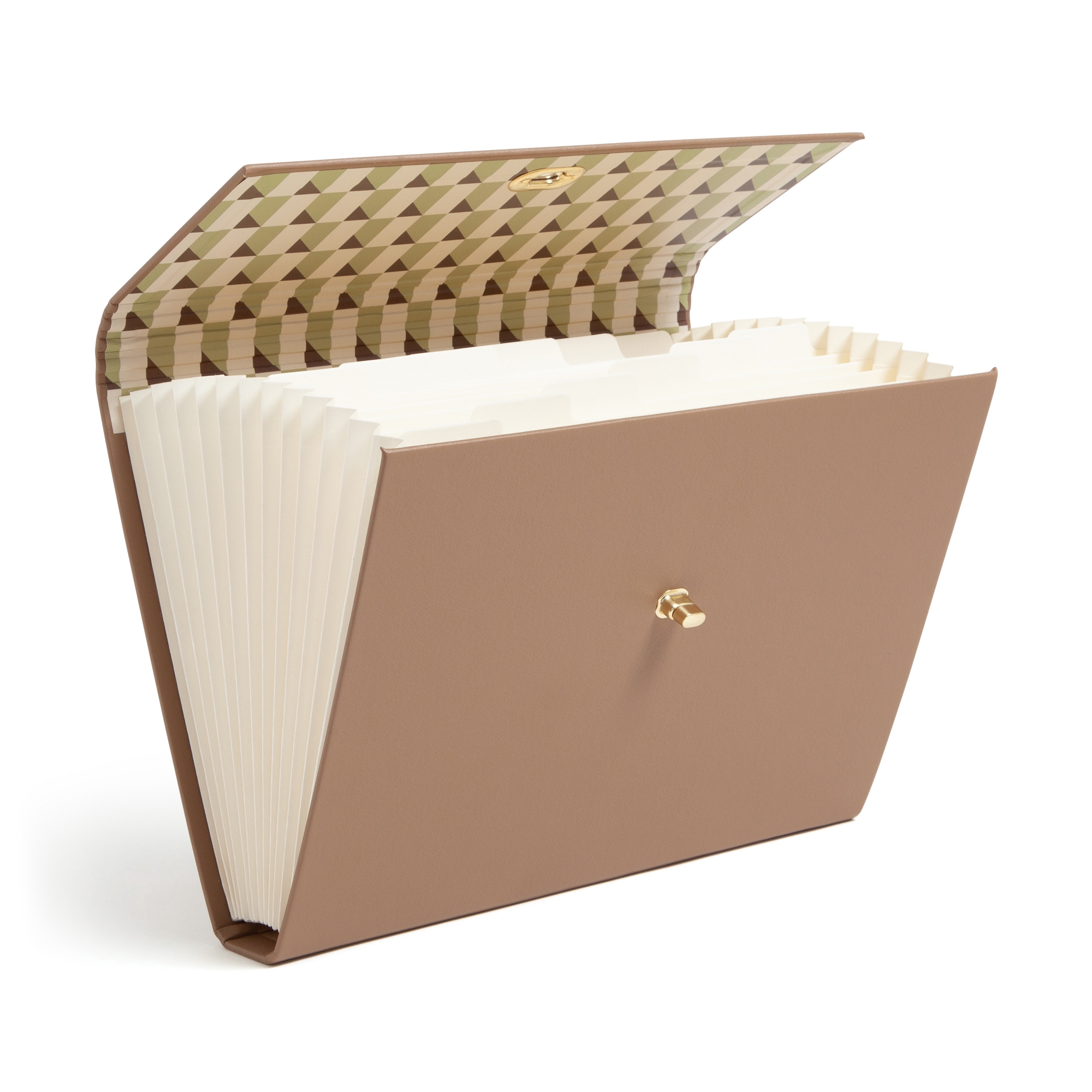 U Brands 13 Pocket Recycled Pleather Expandable File Light Brown: Paper & Polyurethane File Organizer, 9.25" x 13.125"