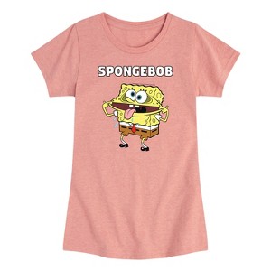 Girls' - SpongeBob SquarePants - Spongebob Silly Face Fitted Short Sleeve Graphic T-Shirt - 1 of 4