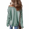 Women's Waffle Patchwork Raglan Sleeve Exposed Seam Sweatshirt - Shewin - 2 of 4