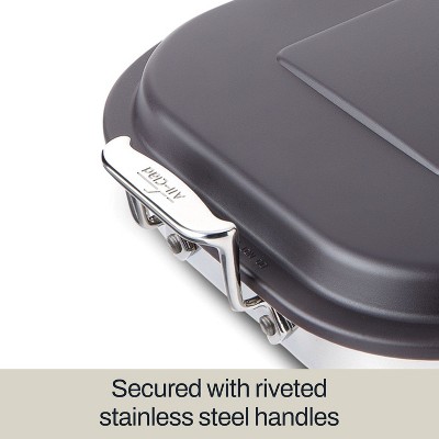 Stainless Steel Lasagna Pan with Black Lid, 14.5 x 11.75 x 2.5 inch