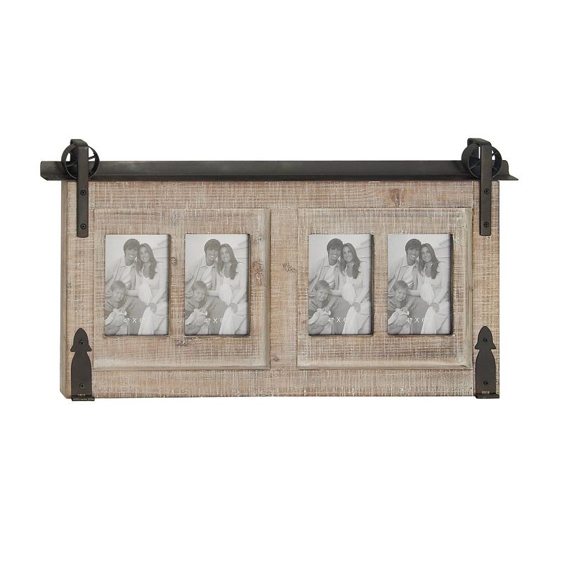 Wood 4 Slot Wall Photo Frame with Metal Accent Brown - Olivia & May, 5 of 6