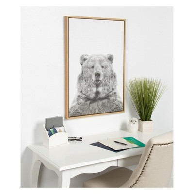 Large Black and White Bear Portrait Framed Canvas Art