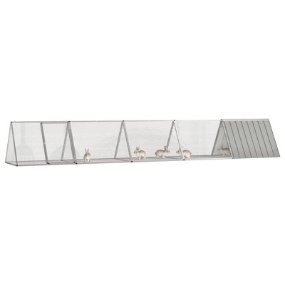 vidaXL Rabbit Cage Grey Galvanized Steel Large Expandable Rabbit Cage