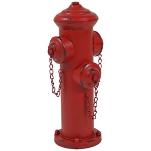 Sunnydaze Metal Fire Hydrant Outdoor Garden Statue Decor with Red Finish - 1 of 4