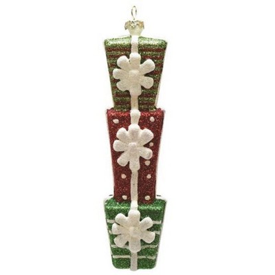 Northlight 6.5" Glittered Stacked Gift Box Christmas Ornament - White/Red