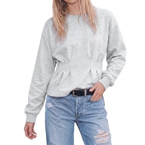 Imily Bela Womens Pleated Cinch Waist Cropped Sweatshirt Drop