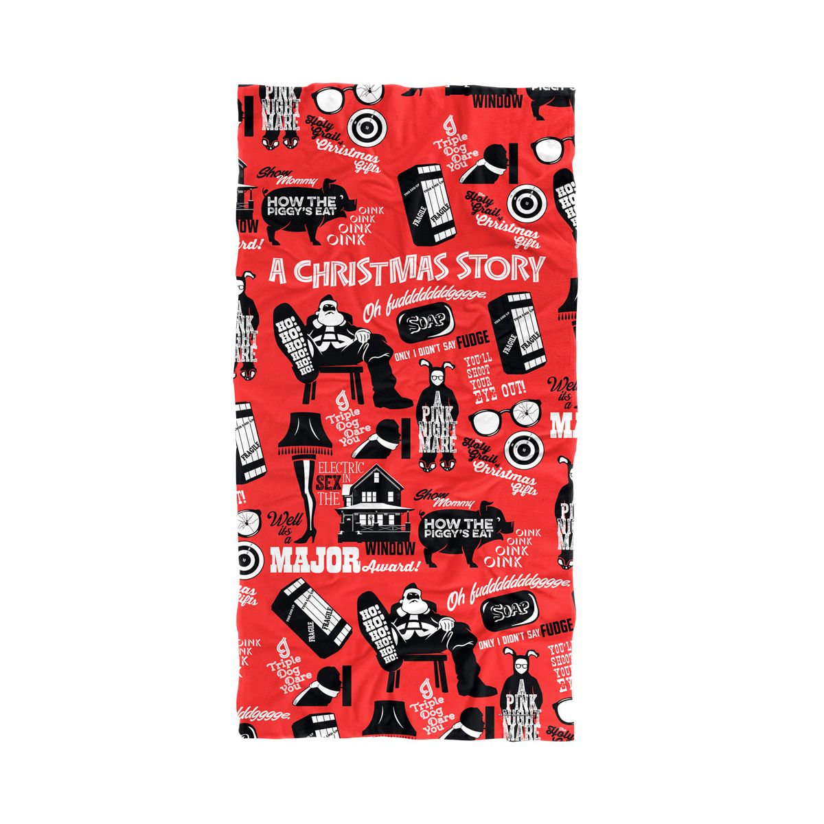 A Christmas Story Acs Icon Collage 30" x 60" Beach Towel
