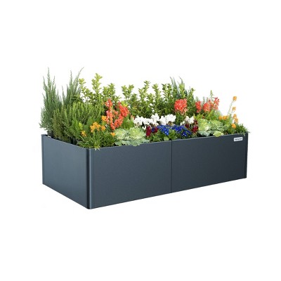 Vego Garden Tall Modern Rectangular Raised Metal Outdoor Planter Box