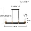 Possini Euro Design Gregory 39 1/4" Mid Century Modern Chandelier Ceiling Light Fixture Dining Room Over Table Kitchen Island 8-Light Black Gold - 4 of 4
