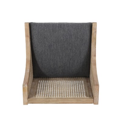 Charcoal and Natural Wood Cane Back 30" Barstools, Set of 2