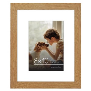 Americanflat 8x10 Picture Frame in Oak - Displays 5x7 With Mat and 8x10 Without Mat - Composite Wood with Shatter Resistant Glass  and Tabletop - 1 of 4