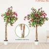 Artificial Bougainvillea Tree, 4FT/5 FT/6 FT Faux Tree w/Stable Planter for Indoor & Outdoor, Realistic Fake Plants w/ Pink Flowers & Wood Trunk - 4 of 4