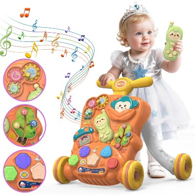Skirfy Baby Push Walkers, Kids Multiple Activity Center, Lights, Music, Early Learning Push Toys, Toy Gift for Infant Boys Girls