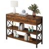 FCH Side Frame Double X Cross with Single Large Drawer Particle Board Iron Frame 100*30*80.5cm Vintage Brown Panel Black Frame Entryway Table - 2 of 4
