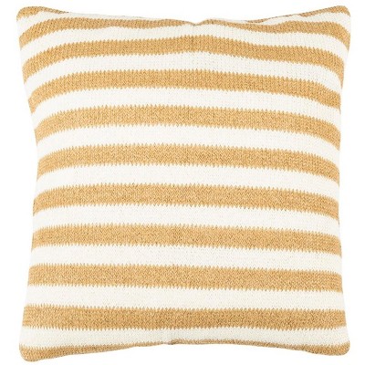 Glenna 20" Square White and Yellow Striped Pillow