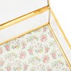 Zodaca Small Glass Jewelry Box for Keepsakes, Jewelry Organizer Storage  with Gold Metal Frame, Hinge Lid, Clear Vintage Floral Design, 6 x 3 In