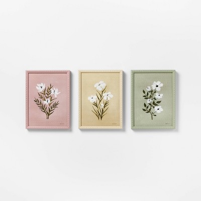 (Set of 3) 12"x16" Flower Framed Arts - Threshold™ designed with Studio McGee