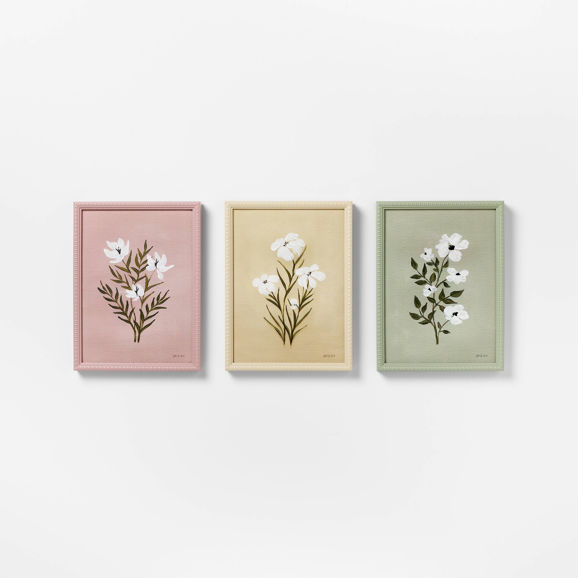 (Set of 3) 12"x16" Flower Framed Arts - Threshold™ designed with Studio McGee
