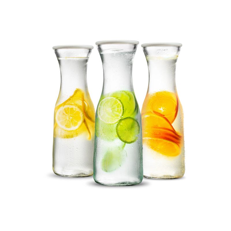 Kook Glass Pitcher Carafes with Lids, 35 oz, Set of 3, 1 of 7