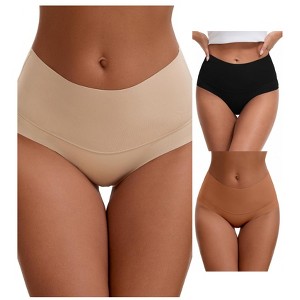 INSPIRE CHIC Women's High Waist Tummy Control Full Coverage Briefs Breathable Panties 3 Packs - 1 of 4