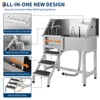 coucheta 38" Professional Stainless Steel Dog Washing Station – Dog Bathtub with Ramp, Non-Slip Grate, Left Stairs & Sliding Door for - 3 of 4
