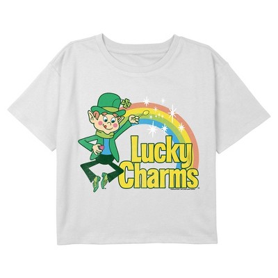 Girl's Lucky Charms Rainbow Spell Crop T-Shirt