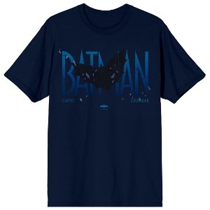 Batman Caped Crusader Batman Silhouette Adult Navy Crew Neck Short Sleeve T-shirt - 1 of 3