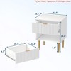 1/2 Pack Modern Nightstand with USB Charging Station, Gold & Wood Fluted Bedside Night Stand with 2 Drawers - 3 of 4
