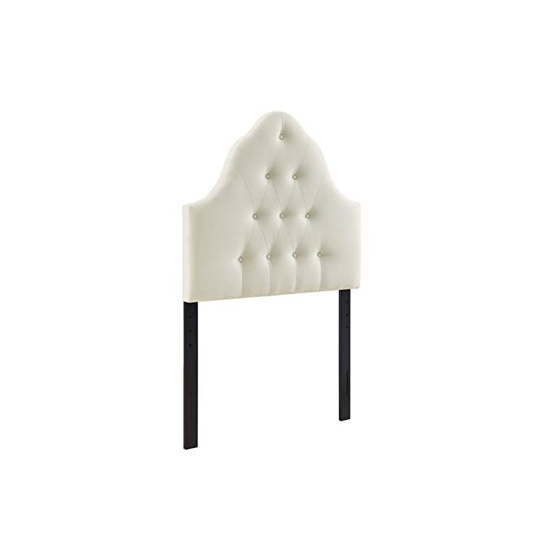 Modway Sovereign Tufted Button Linen Fabric Upholstered Twin Headboard in Ivory, 1 of 2