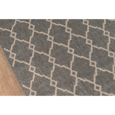 Elegant Gray Flat Woven Synthetic 6'7" x 9'6" Outdoor Rug
