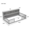 Full Size Floor Bed, Space Saving Pine Wood Bed Frame with Side Bookcase, Shelves, Guardrails, Opening, Modern Kids Floor Bed for Kids Bedroom - image 2 of 4