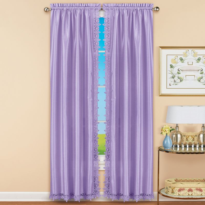 Collections Etc Elegant Lace Trim Curtains, 2 of 5