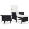 vidaXL 2 Piece Patio Lounge Set, Black Poly Rattan Patio Furniture Set, Outdoor Lounge Set with Cushions, Includes Armchair & Tea Table - 2 of 4
