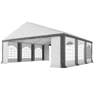 20' x 20' Heavy-duty Large Wedding Tent, Outdoor Carport Garage Party Tent, Patio Gazebo Canopy with Sidewall - 1 of 4