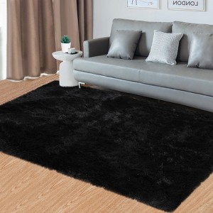 Fluffy Shaggy Rug: Tie-Dyed Furry Non-Shedding Plush Rug – Fuzzy Accent Carpet for Living Room, Bedroom | Soft Feet-Friendly Home Decor Floor Cover - 1 of 4