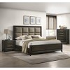 Vynxaria Contemporary Dark Brown Wooden Nightstand, 2-Drawer, Bar Handles, Tapered Feet, Solid & Durable Bedroom Furniture - 2 of 4