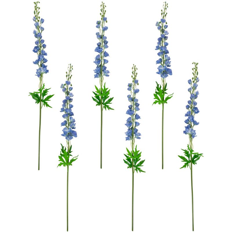 Northlight Real Touch™ Blue Delphinium Artificial Floral Stems, Set of 6 - 40", 1 of 10