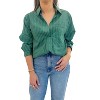 Women's Melody Pinstripe Pocket Blouse - Jade - 3 of 4