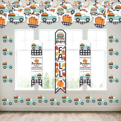 Big Dot of Happiness Happy Fall Truck - Wall and Door Hanging Decor - Harvest Pumpkin Party Room Decoration Kit