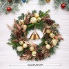 GAOMON 24 inch Lighted Christmas Wreath, Pre-Lit Xmas Wreath with Bells and Christmas Balls, Christmas Decorations, Christmas Wreath - 4 of 4